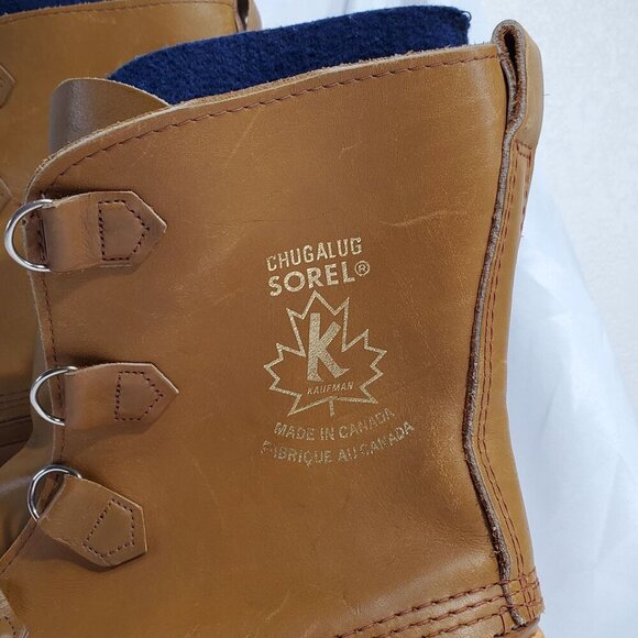 VTG Sorel Kaufman Chugalug Leather Winter Boots Rubber Soles Mens size 8 - Picture 9 of 16